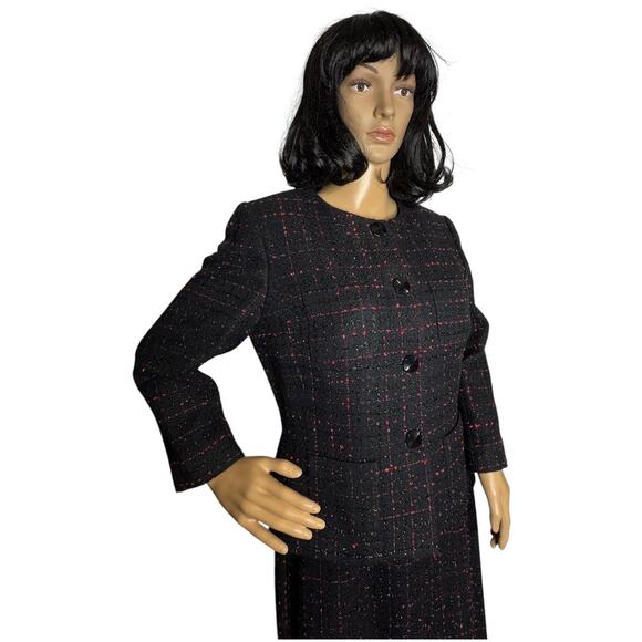 Tahari ASL evening classics boucle tweed sparkly dress suit black & red size 8 - Picture 16 of 16
